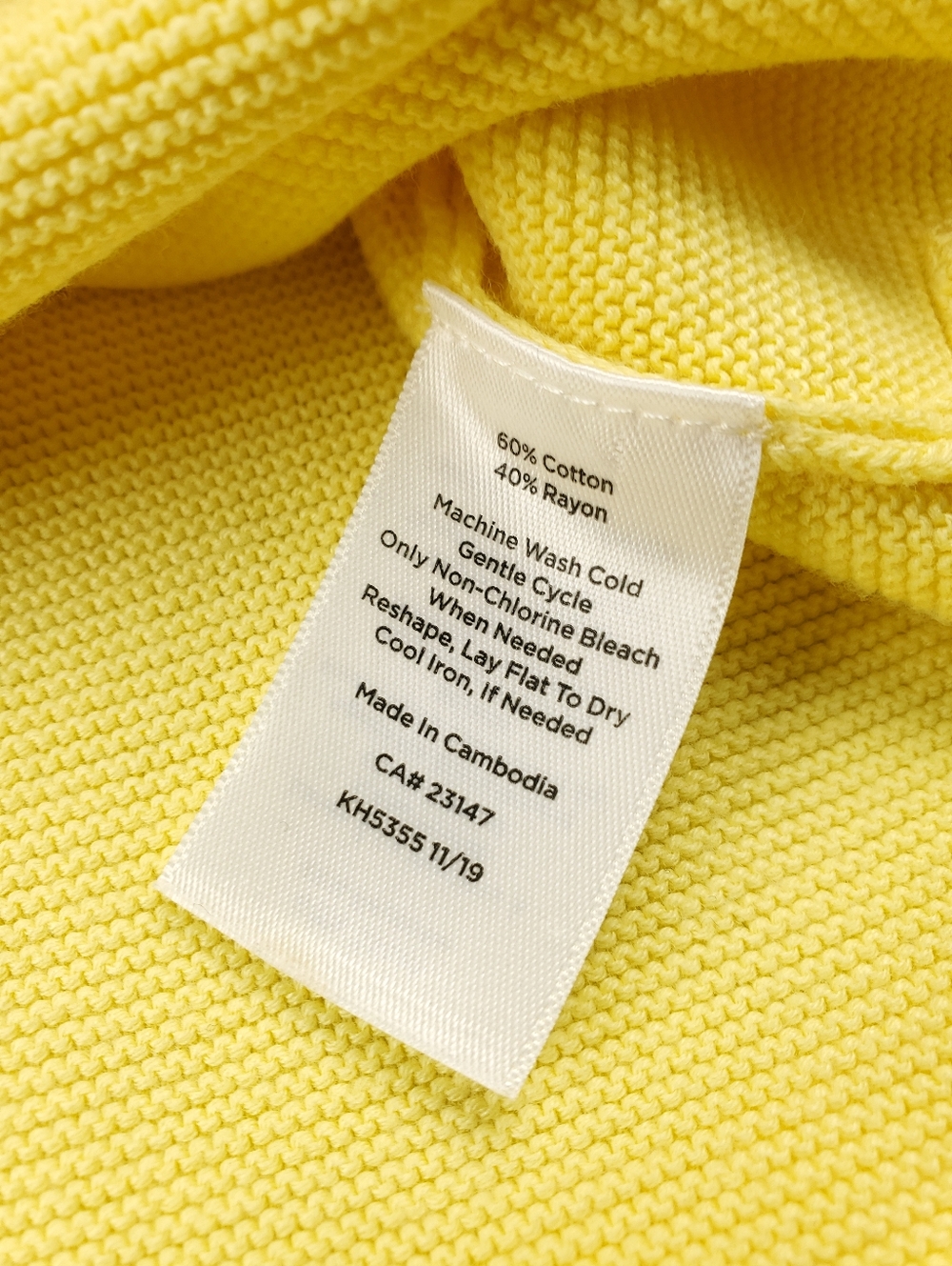 Talbots Sweater Womens MP Medium Petite Yellow Ribbed Knit Mixed Stitch Crewneck - Picture 7 of 8